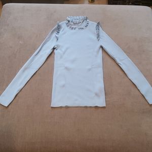 Sandro Paris Ruffle Mock Neck Pullover